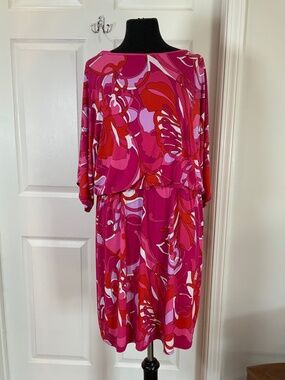 Trina Turk Pink Passion Floral Retro Kentucky Derby Dress Size XXL